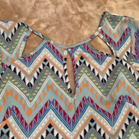 Geometric Print Lush Dress with Cut Out Neck - Picture 9 of 9